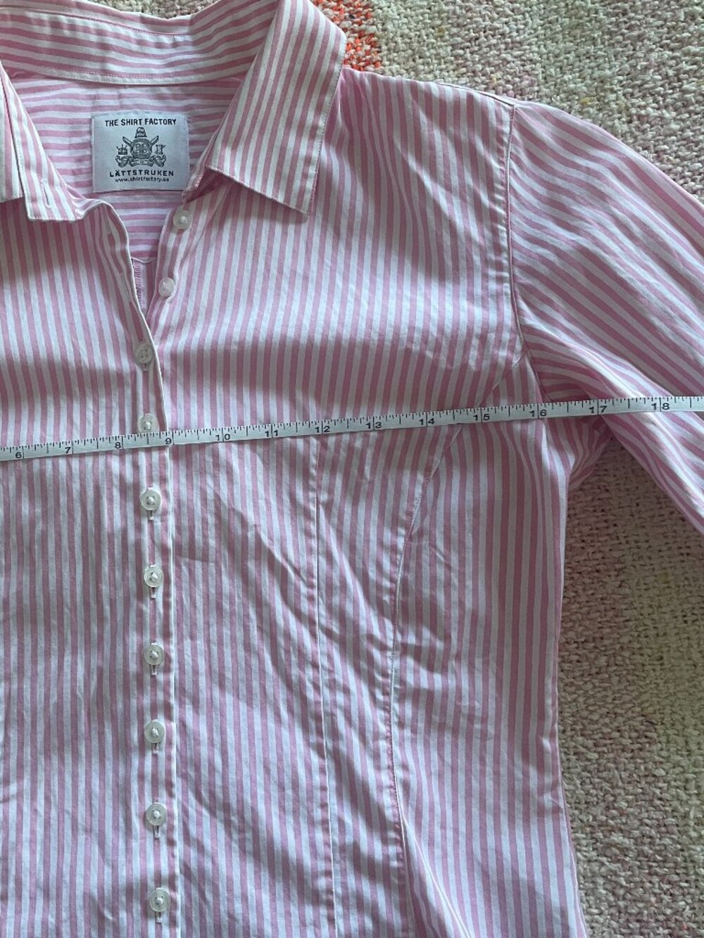 Pink/White Striped Womens Button Down Shirt - Picture 7 of 10